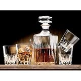 Crystal Cut Italian Glass Whiskey Decanter Set 5 Pieces