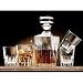 Crystal Cut Italian Glass Whiskey Decanter Set 5 Pieces