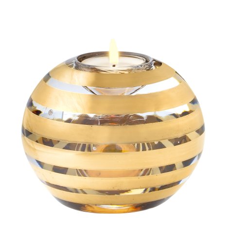 Kosta Boda Glimmer Stripe Votive Gold