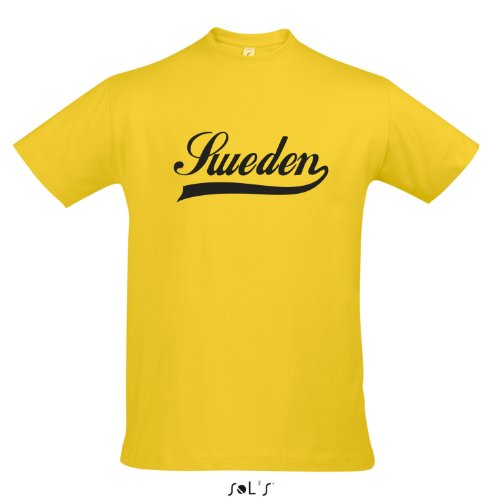 T-Shirt Schweden Oldschool Sweden LÄNDERSHIRT EM / WM FAN Trikot S-XXL , Gold – schwarz , S