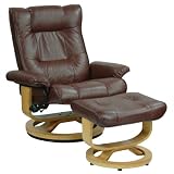 Leather Recliner in Monterey Wheat with Burgundy Leather - Benchmaster Furniture -... by Benchmaster Furniture