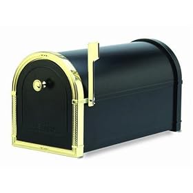 Architectural Mailboxes Coronado Mailbox with Polished Brass Accents, Black