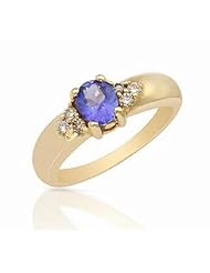 14K Yellow Gold Tanzanite and Diamond Ring -- LIFETIME WARRANTY