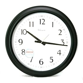 Quartz Wall Clock in Black with Quiet Sweep Second Hand