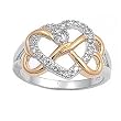 Sterling Silver Ring - Hearts - Clear CZ - Two-Tone Finish - 14 mm x 2 mm, Sizes 6-9 Sterling Silver Ring - Hearts - Clear CZ - Two-Tone Finish - 14 mm x 2 mm, Sizes 6-9