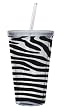 Cypress Home 17-Ounce Insulated Cup With Lid and Straw, Zebra