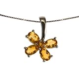 EXP Sterling Silver Citrine Daisy Pendant Necklace