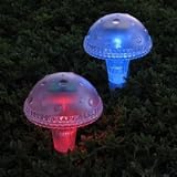 Newport Solar 2 Pack Iridescent Mushroom Color Changing Solar Lights