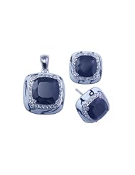 Nickel Free Sterling Silver Pendant & Earring Sets Black CZ Animal Print Set