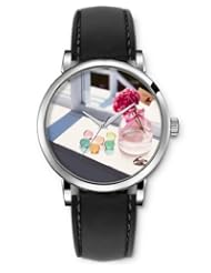 SPRAWL Aanalog Fashion Series Silver Ladies Watches of Genuine Black Leather Strap,Unique Wrist Watch for Women Girls Designed with Message and flower