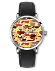 SPRAWL Aanalog Fashion Series Silver Ladies Watches of Genuine Black Leather Strap,Unique Wrist Watch for Women Girls Designed with colorful houses