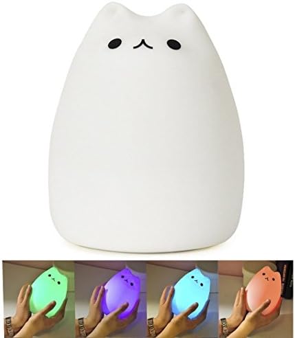 Children Portable Night Light , TFSeven Adorable Smile Silicone LED Multicolor USB Night Lamp With 8-Color Breathing Dual Light Modes, Sensitive Tap Control for Baby Adults Bedroom Kid's Gift