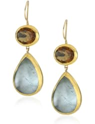 Nava Zahavi Beer Quartz and Aquamarine High Karat Gold Drop Earrings