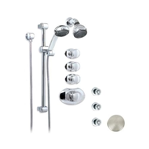 Ondine Adlon Slide Bar Shower System with Body Sprays, Brushed Nickel