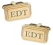 Personalized Stainless Steel Gold Beveled Edge Cufflinks Custom Engraved Free Gift Box Included