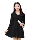 （TPGROWIN） マタニティ ウェア ワンピース Vネック エレガント 妊婦服 カジュアル お出かけ Aライン 産前 産後 全3色 (L, ブラック)