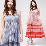 エスニック柄ロング丈ワンピ