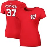 MLB Majestic Stephen Strasburg Washington Nationals Ladies Player T-Shirt - Red (Small)
