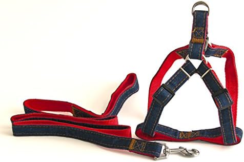 Pretola No-Pull Leash &amp; Harness Set For All Size Dogs and Cats Denim - Adjustable Straps - Perfect For Walking &amp; Training (Small)