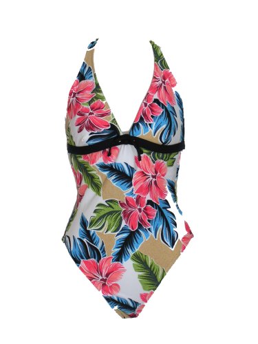 Nautica Multi Colored Floral Halter One Piece Swimsuit