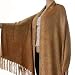 BEIGE LONG FRINGED CHENILLE PONCHO SHAWL CAPE WRAP