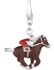Sterling silver and Enamel JOCKEY ON HORSE (Charm)