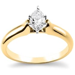 14k金银铜合金候爵金刚石单粒宝石定婚戒指