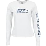 Seattle Seahawks Women's White Long Sleeve Giant Logo Too Tee