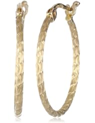 14k Yellow Gold Italian Fancy Diamond Cut 20 mm Hoop Earrings