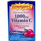 Emergen-C 1,000mg Vitamin C ~ Cranberry ~ 36 Packets