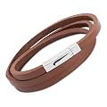 Rot-braunes Lederarmband Edelstahlverschluss LB0015