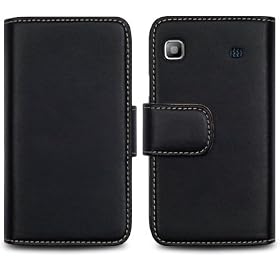 SAMSUNG i9000 GALAXY S PREMIUM PU LEATHER WALLET CASE - BLACK PART OF THE QUBITS ACCESSORIES RANGE