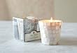 Cap Ferrat Mosaic Shell Large Votive Candle Holder with Filled Candle