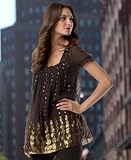 DKNYC Metallic-Dot-Print Square-Neck Tunic