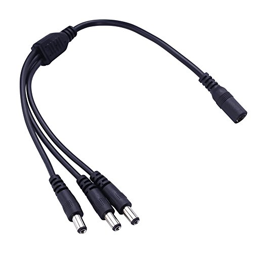 Raysflt 1 To 3 DC LED Connector Cable DC Power Female to Male Splitter Adapter Cable for LED Strip Light/CCTV Camera