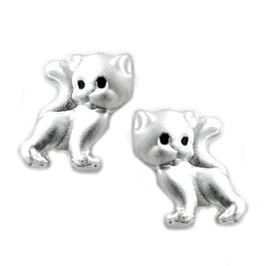 GAL Ohrstecker Katze matt glдnzend Silber 925: Amazon.de: Schmuck