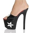 Highest Heel Women's HONEY-200, 7" Platform With "Porn Star" Painted On Side Of Platform And Contrasting Red Suede Sock