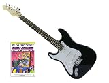 New York Pro Electric Guitar, Black, Left Handed, with Bonus ROCK Book, CD, DVD Package