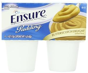 Ensure Pudding with NutraFlora FOS, Butterscotch Delight, 4 - 4 oz (113 g) cups [1 lb (452 g)]