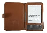 Navitech Brown Premium Leather Flip Carry Case & Clip On Flexible Backlight/ Night Light/ Reading Light For The Amazon Kindle Keyboard / 3G