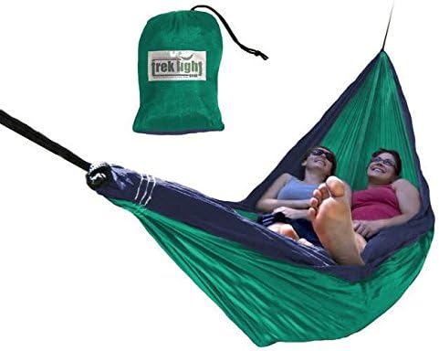 Trek Light Gear Double Hammock - The Original Brand of Best-Selling Lightweight Nylon Hammocks - Extra Wide for the Most Comfort - Use for All Camping, Hiking and Outdoor Adventures {Teal/Navy}