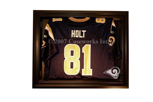 St. Louis Rams Football Jersey Display Case with Removable Face and Black Finish Frame