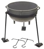 Bayou Classic CI-7430, 30-Gal. Cast Iron Jambalaya Pot, Tripod Stand, and 2 Lift Hooks