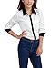 Allegra K Women Long Sleeve Button Down Sheer Chiffon Shirt Blouse,Medium / US 10,White