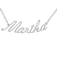 Sterling Silver MARTHA Name Necklace Diamond Cut Finish Italy, 16 inch + 2 inch extention