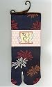 Mum Flowers Tabi Fashion Midcalf Socks 7 Inch Cuff, Navy Blue