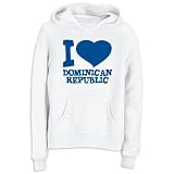 Hoodie Womens White  I LOVE Dominican Republic  Countries