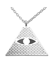 925 Sterling Silver Illuminati Eye of Providence Pyramid Pendant Necklace
