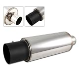 Universal T304 Stainless Steel Muffler with 4 Black Ceramic Tip by HK5