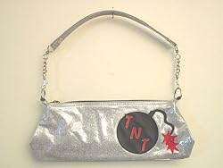Lux De Ville Handbag Metalic Silver Chain Tote Bag with TNT Bomb Tattoo Design
